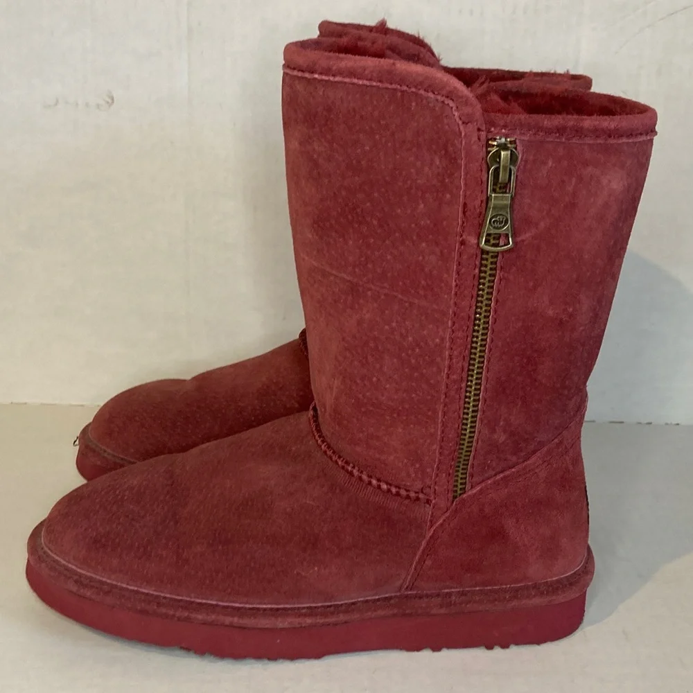 Lam Women Pink Suede Boots Size 6